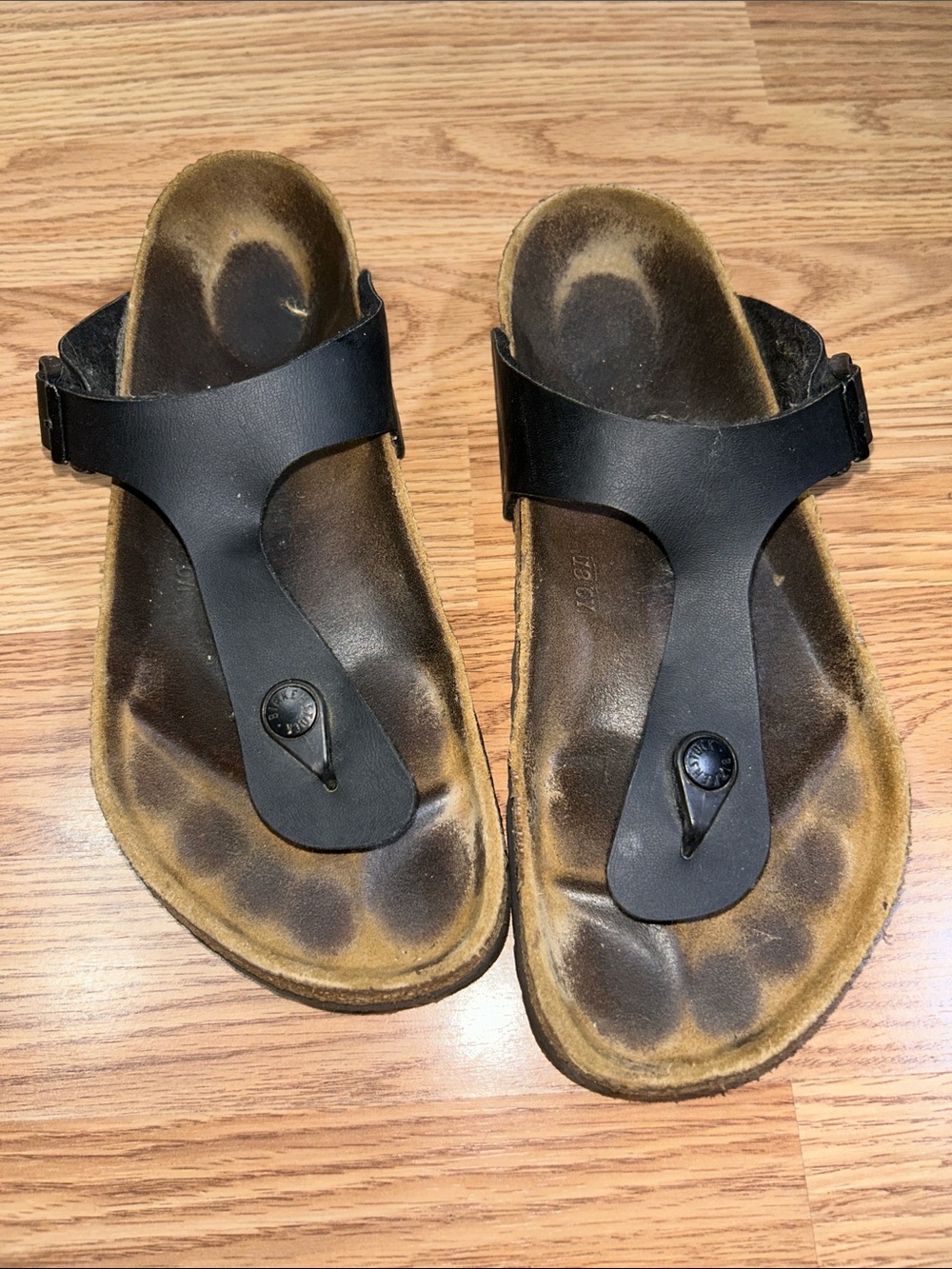 Birkenstock Black Thong Sandals with Contoured Footbed
